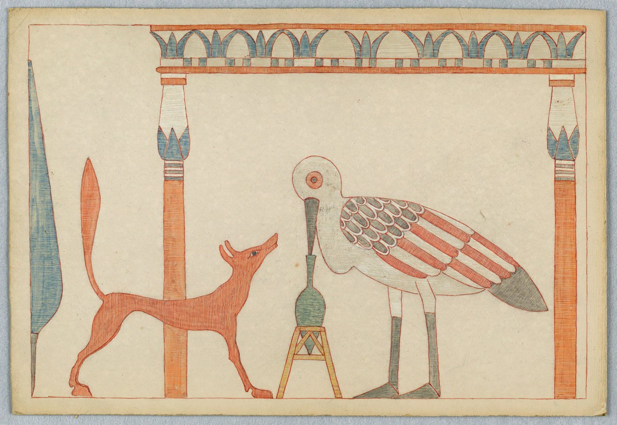 Reven og storken, illustrasjon for Aesops fabler av Victor Wilbour