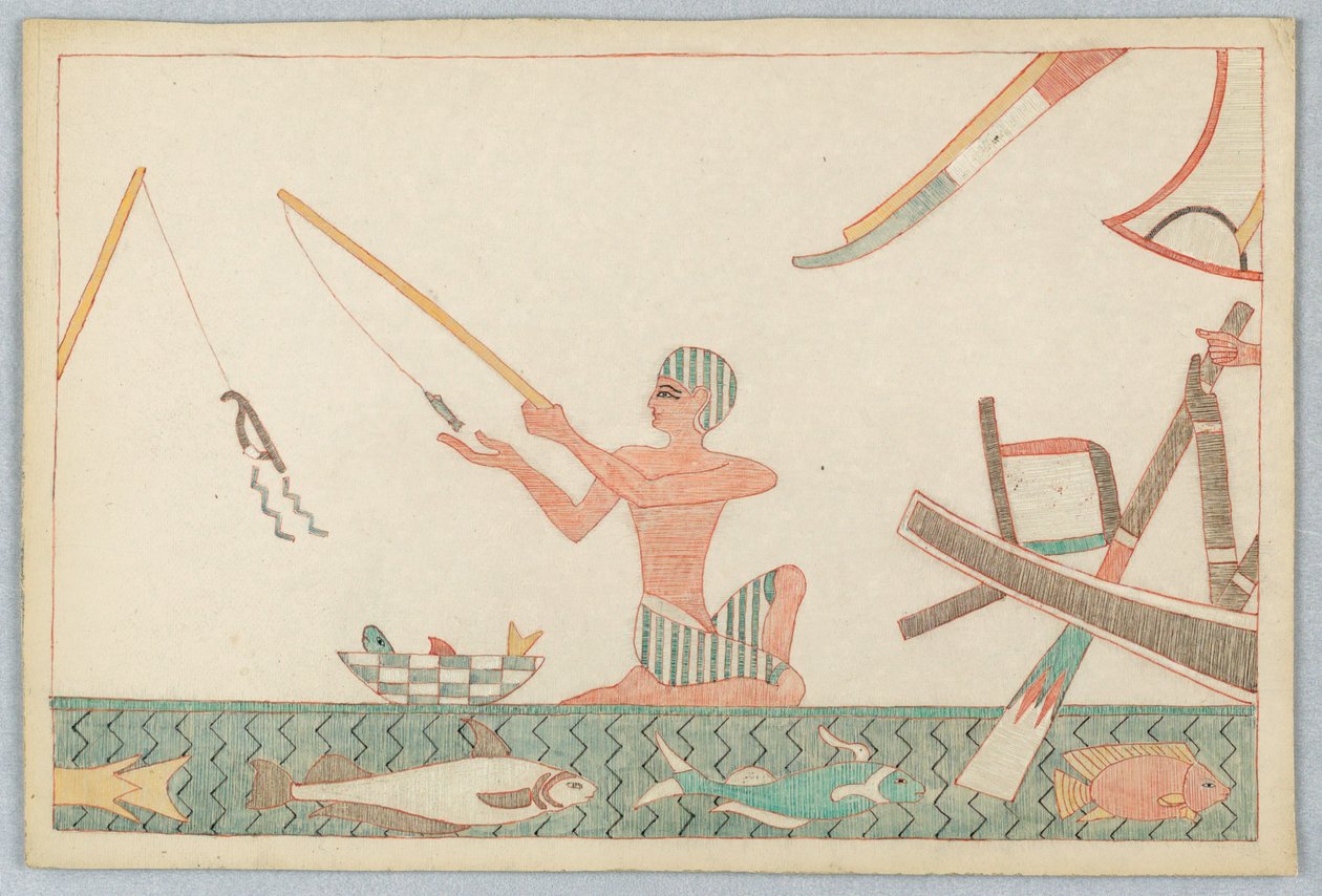 Den lille fisken og fiskeren, illustrasjon til Aesops fabler av Victor Wilbour