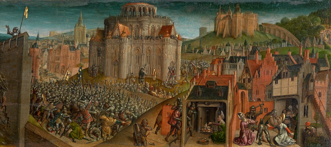 Titus' erobring av Jerusalem (olje på panel) (detalj av 470981) av Vienna Master of Mary of Burgundy