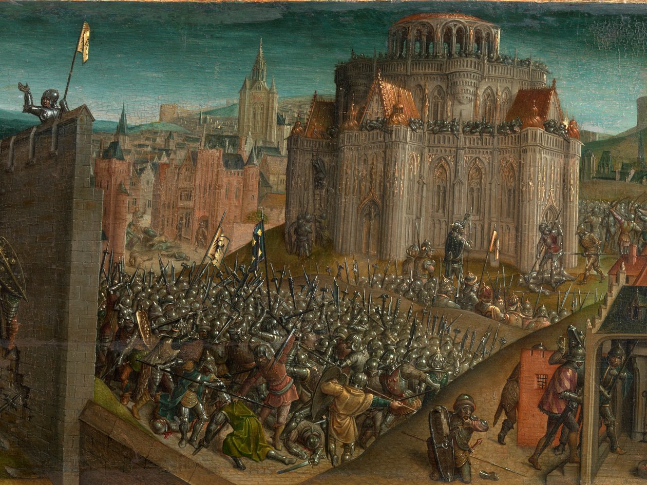 Titus' erobring av Jerusalem (olje på panel) (detalj av 470981) av Vienna Master of Mary of Burgundy
