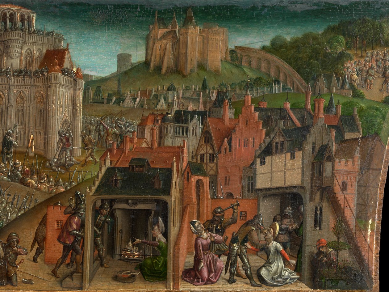 Titus' erobring av Jerusalem (olje på panel) (detalj av 470981) av Vienna Master of Mary of Burgundy