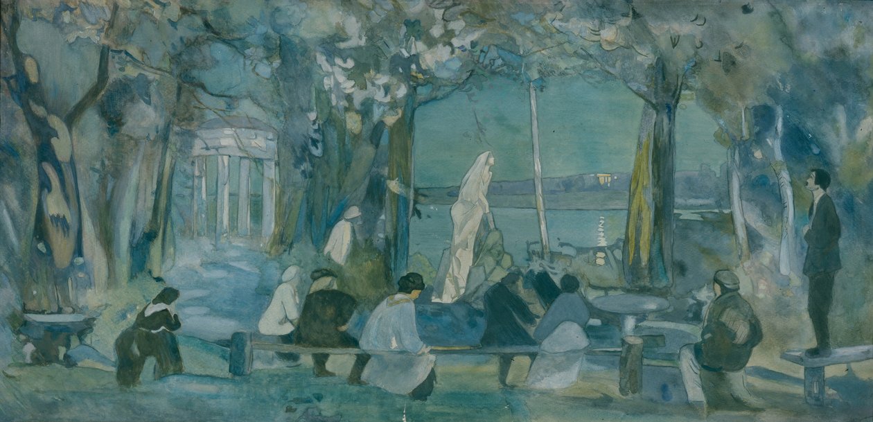 Scenedesign for stykket Måken av A. Chekhov, 1898 av Viktor Andreyevich Simov