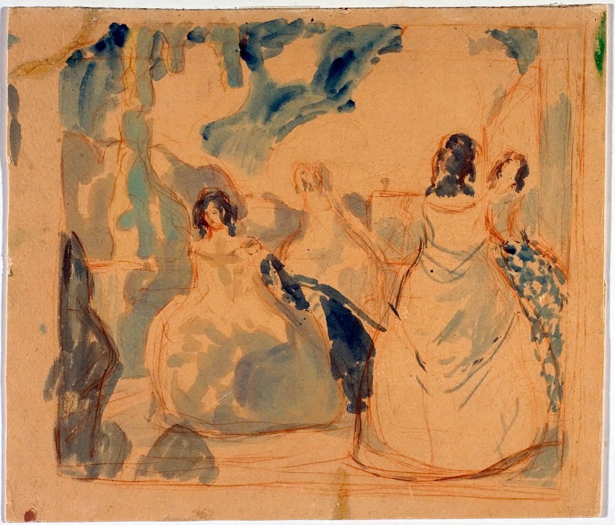 Unge kvinner på en terrasse - Kunstverk av Viktor (Victor) Elpidiforovich Borisov-Musatov (Borisov Musatov) (1870-1905) av Viktor Elpidiforovich Borisov Musatov