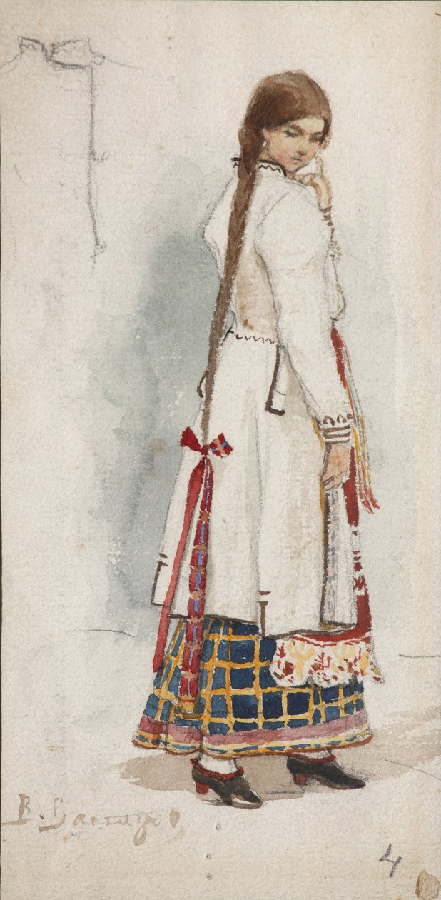 Kostymedesign for operaen Rusalka av A. Dargomyzhsky av Viktor Mikhaylovich Vasnetsov