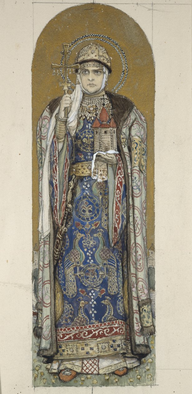 Saint Olga, prinsesse av Kiev Studerer etter fresker i St. Vladimirs katedral i Kiev, 1884-1889 av Viktor Mikhaylovich Vasnetsov
