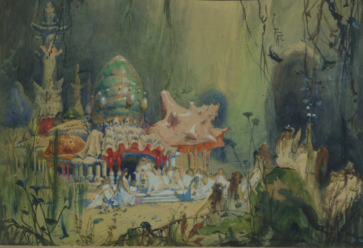 Undervannsriket. Scenedesign for operaen Rusalka av A. Dargomyzhsky, 1884 av Viktor Mikhaylovich Vasnetsov