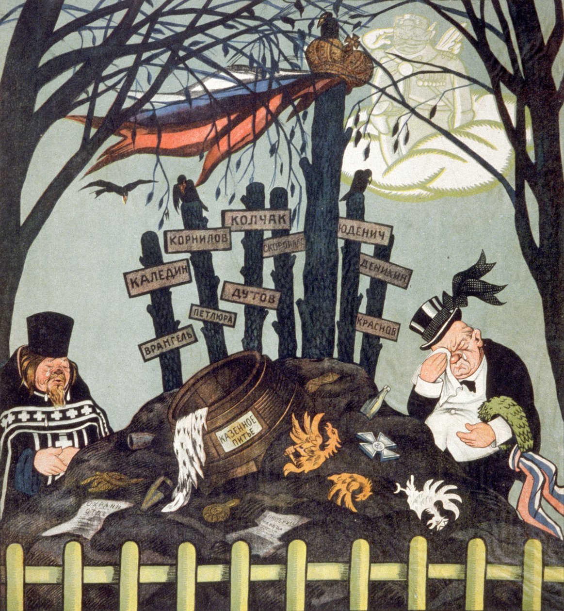 Graven til kontrarevolusjonære: Wrangel, Dutov, Kolchak, ca. 1920-1921 (plakat) av Viktor Nikolaevich Deni