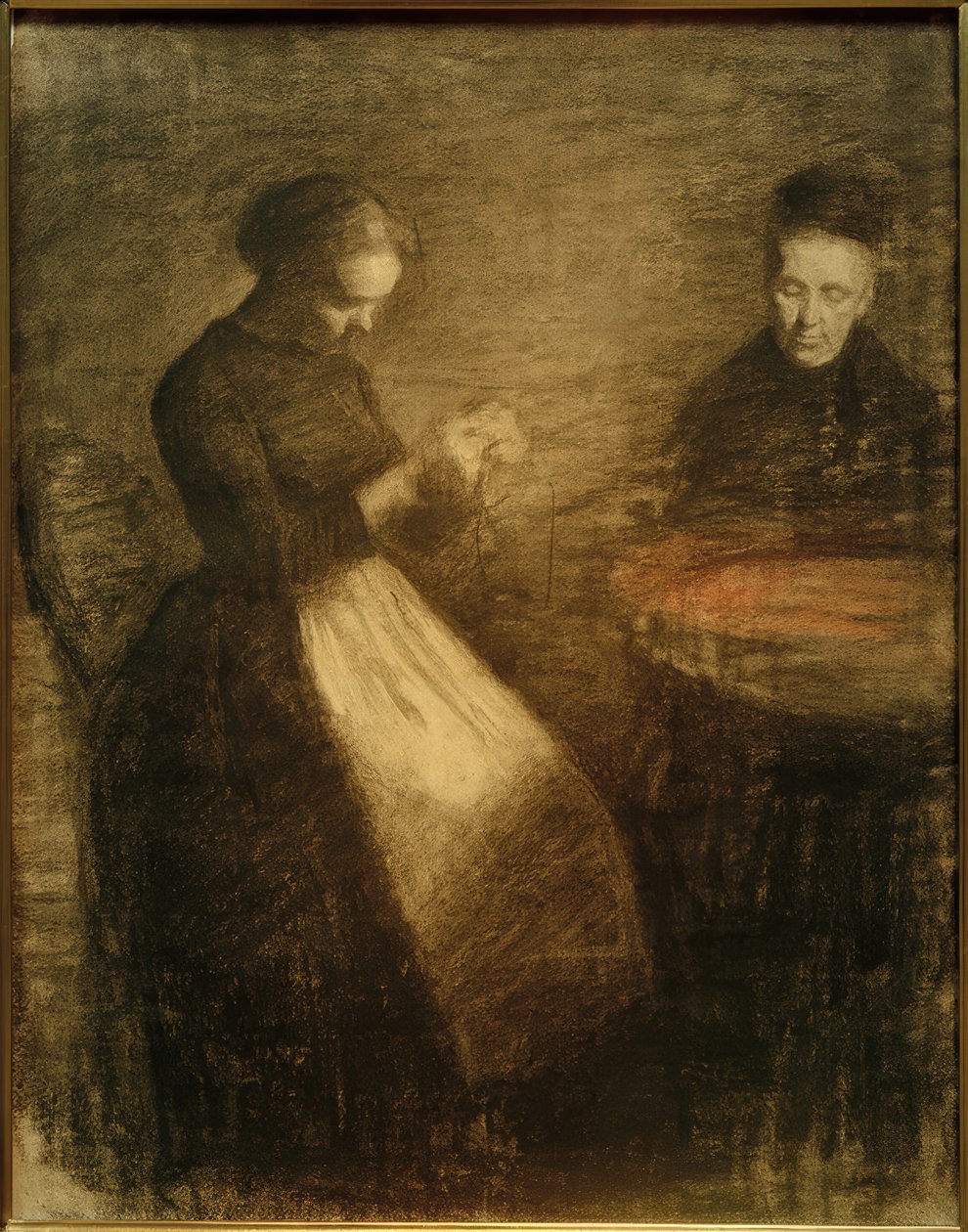 Kveld i stua av Vilhelm Hammershoi