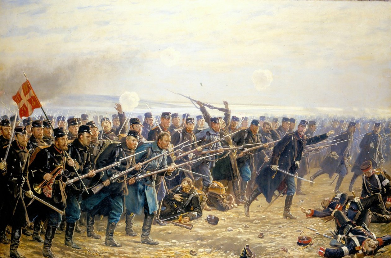 Angrep av den åttende brigaden ved Dybbl 18. april 1864n av Vilhelm Rosenstand