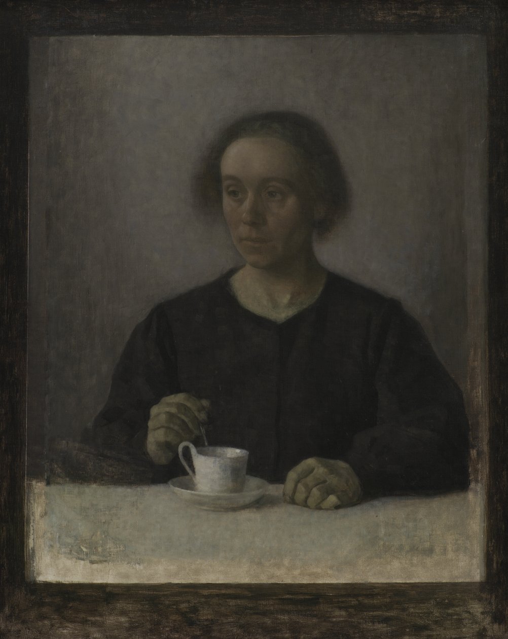 Ida Hammershøi, Kunstnerens kone, med tekopp av Vilhelm Hammershøi