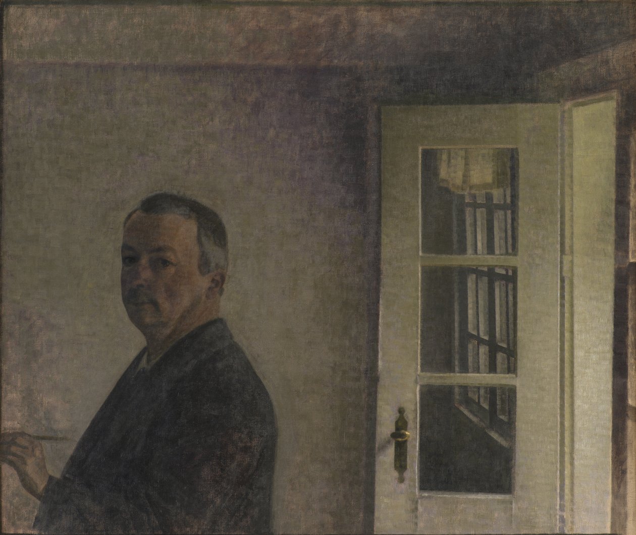 Selvportrett. Hytta Spurveskjul på Sorgenfri, nord for København av Vilhelm Hammershøi