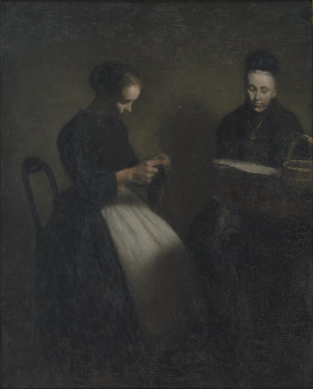Kveld i salongen. Kunstnerens mor og kone av Vilhelm Hammershøi