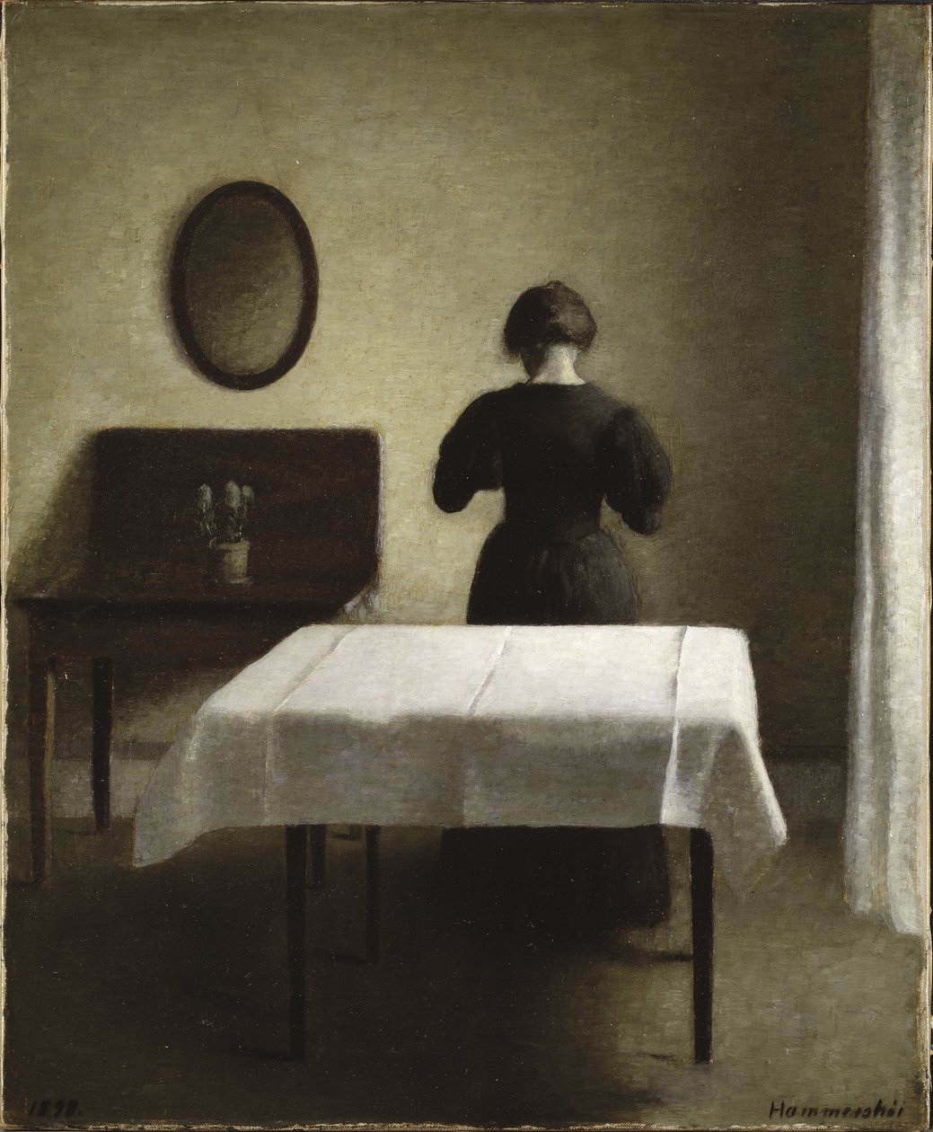 Interieur - Interiør, av Hammershoi, Vilhelm (1864-1916). Olje på lerret av Vilhelm Hammershoi