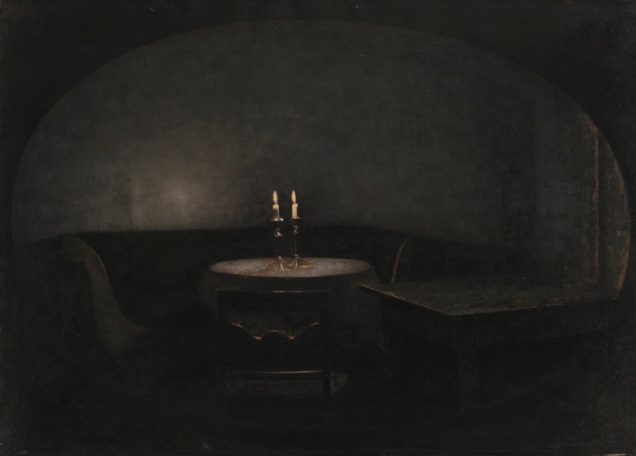 Interiør. Kunstig lys av Vilhelm Hammershøi