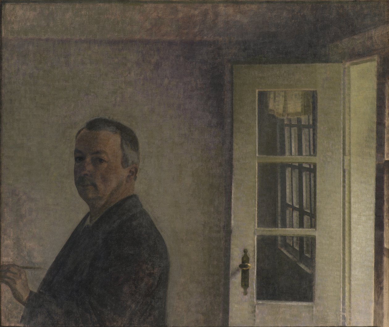 Selvportrett. Hytta Spurveskjul på Sorgenfri, nord for København av Vilhelm Hammershøi