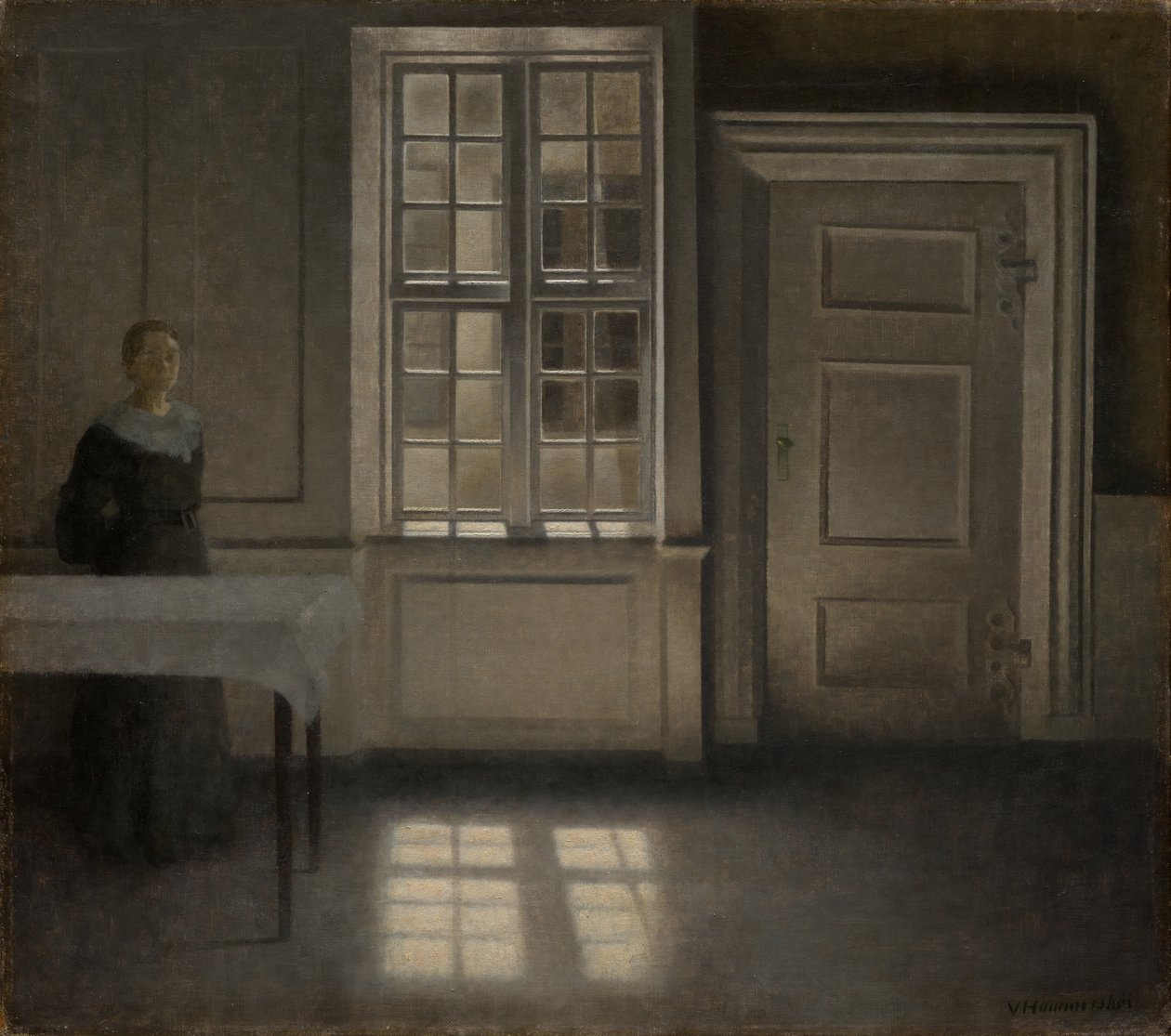 Strandgade, solskinn av Vilhelm Hammershøi