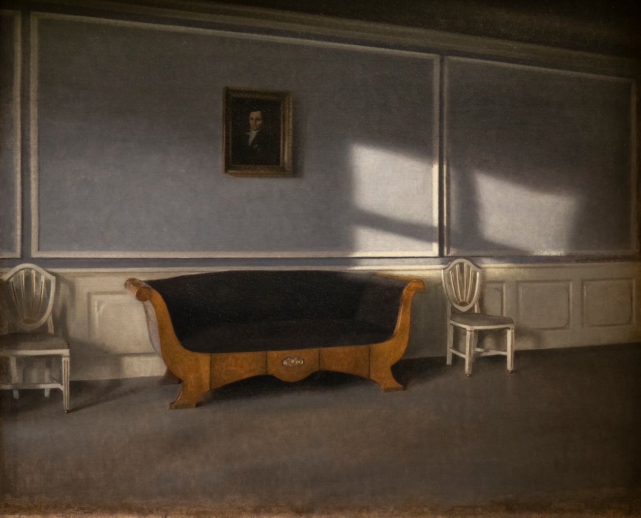 Sunny rayson i stua, III av Vilhelm Hammershoi