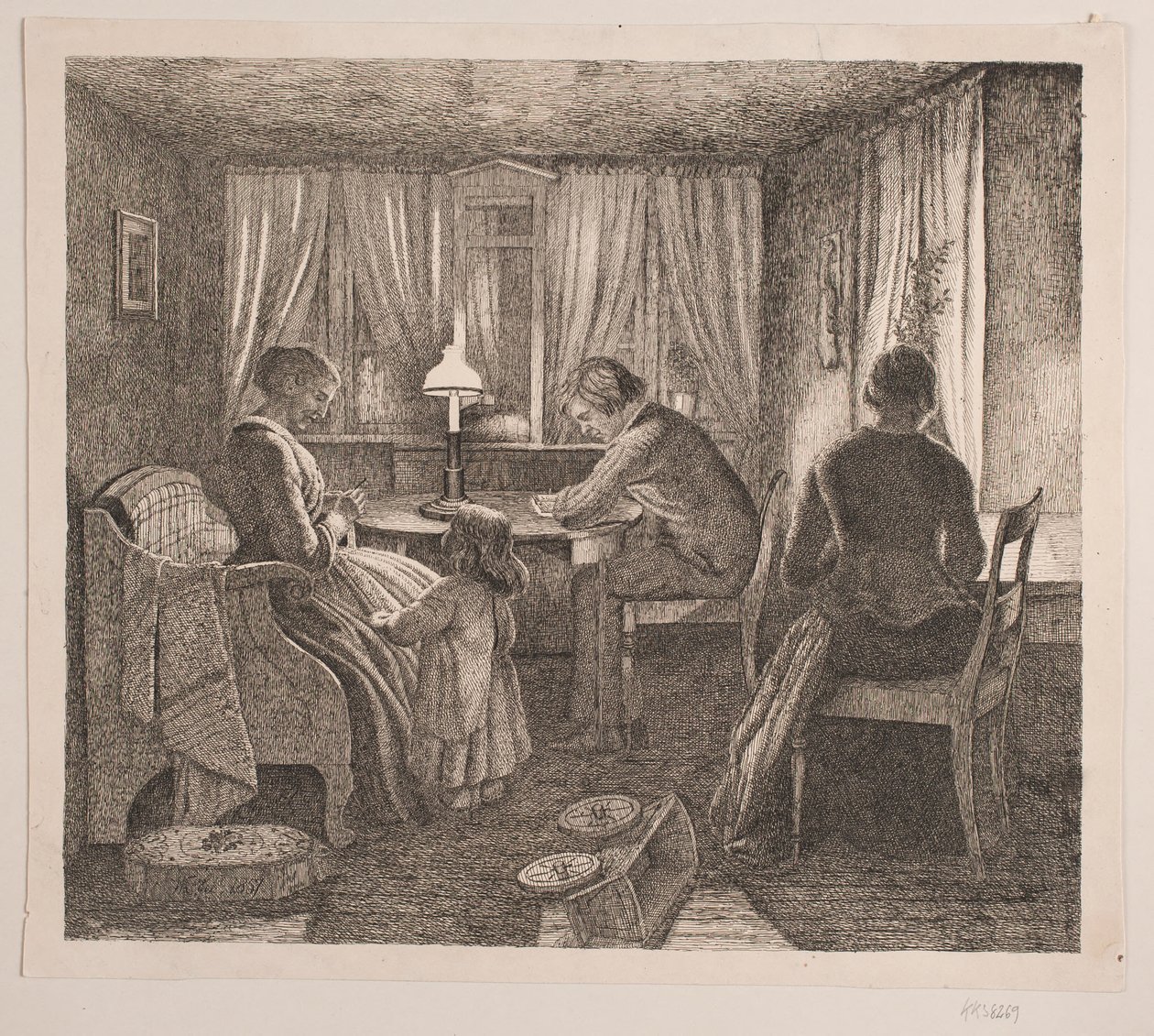 Interiør med Kunstnerens familie av Vilhelm Kyhn