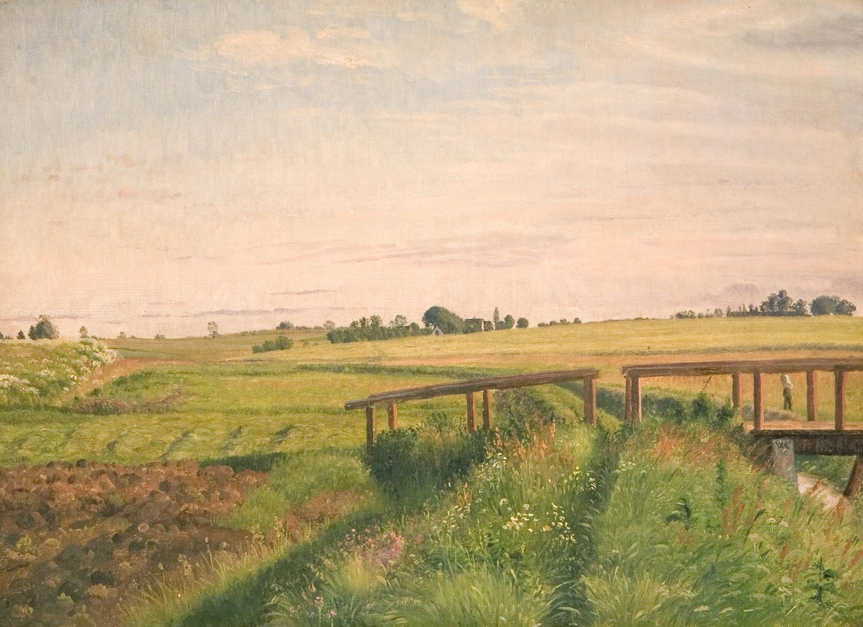 Feltlandskap med bro av Vilhelm Kyhn