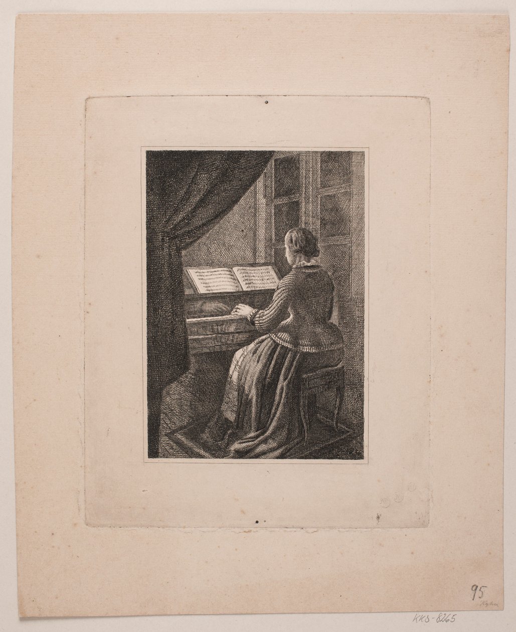 Portrett av malerens kone som spiller piano av Vilhelm Kyhn