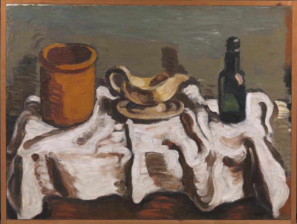 Stilleben med en krukke, en sausbåt og en flaske av Vilhelm Lundstrøm