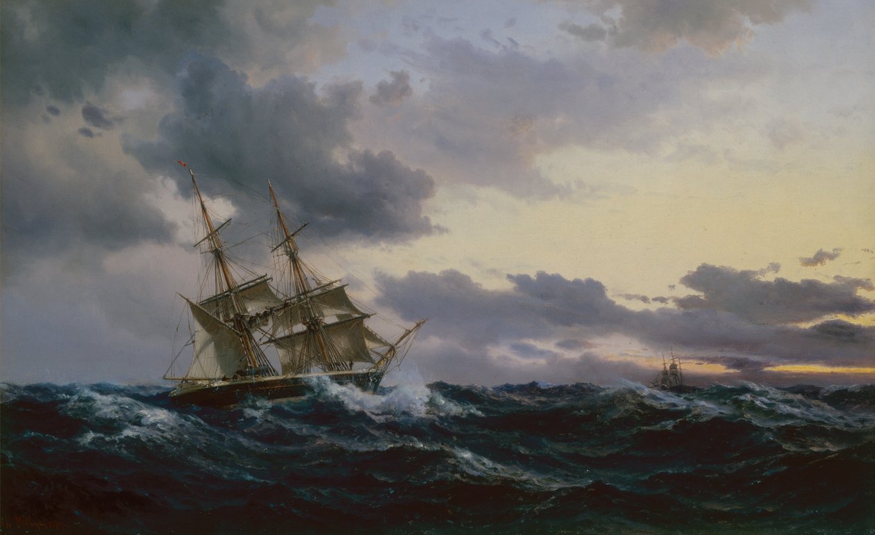 Seilfartøy i et stormfullt hav av Vilhelm Melbye
