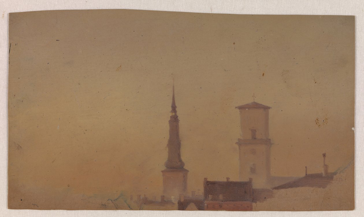 Studie av Spiers of Petri Church og Vår Frue-katedralen av Vilhelm Petersen