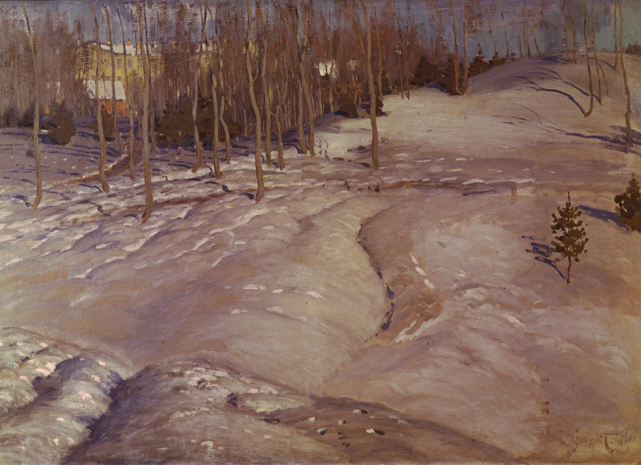 Vinterlandskap. mars kveld, ca. 1900 av Vilhelms Purvitis