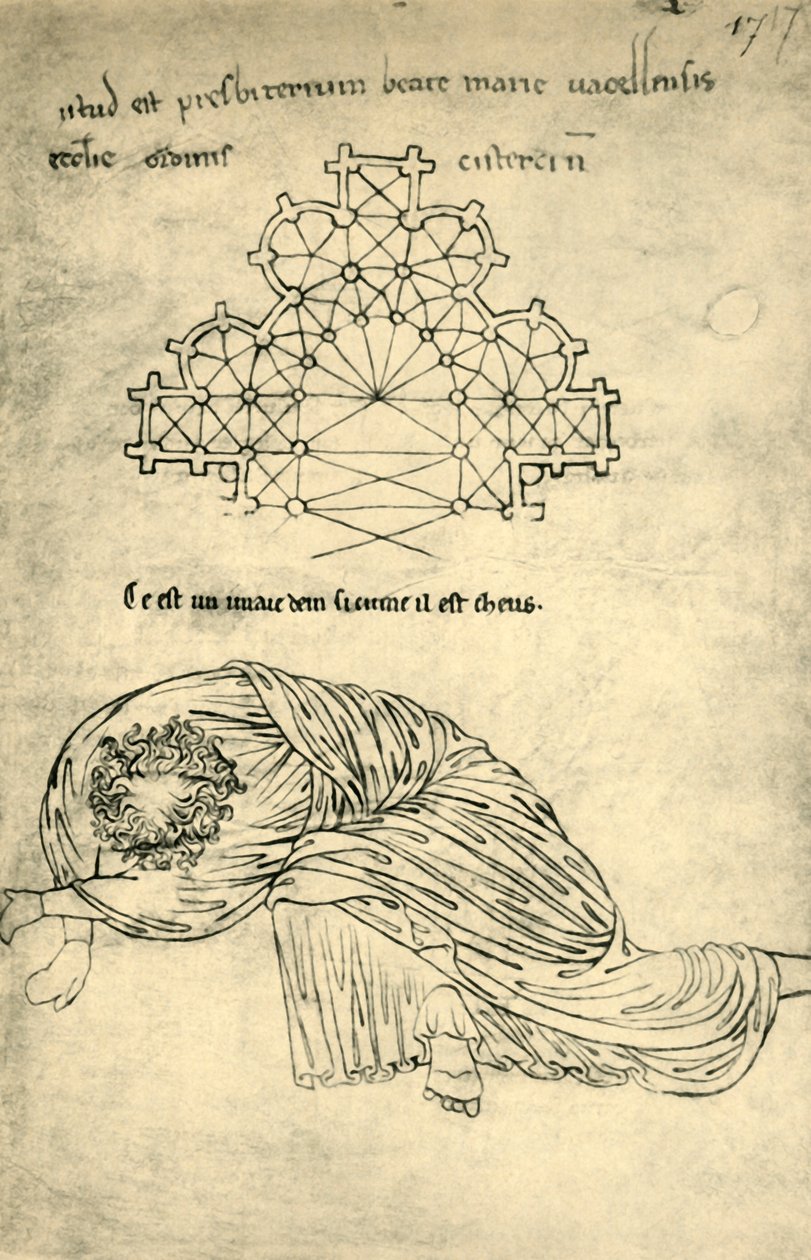 Kirkeplan og sovende apostel, 1220-1240, 1943. av Villard de Honnecourt