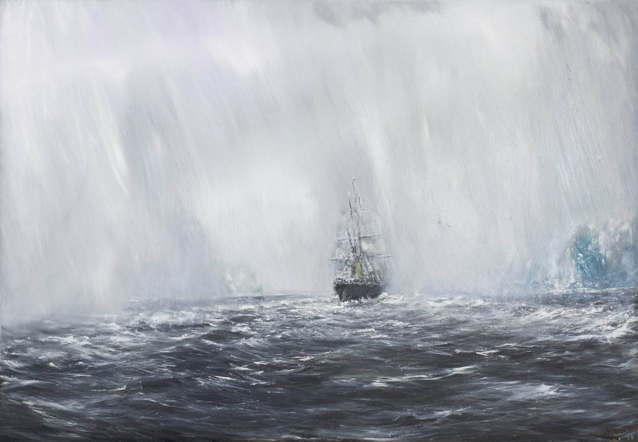 65 grader, 8 minutter sør. Terra Nova 9. desember 1910. 2007, (Olje på lerret) av Vincent Alexander Booth