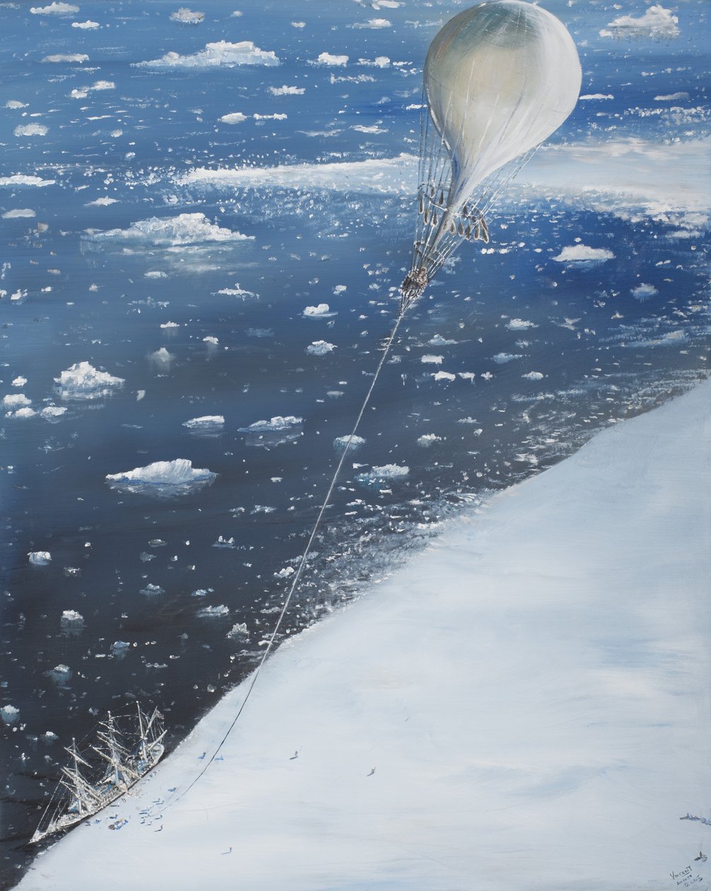 Antarktis første Aeronaut Captain Scott 4. februar 1902, 2005 (Olje på lerret) av Vincent Alexander Booth