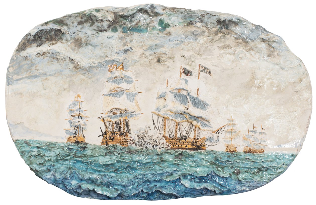 Battle of Trafalgar 1805, 1998, (glasert porselenskeramikk) av Vincent Alexander Booth