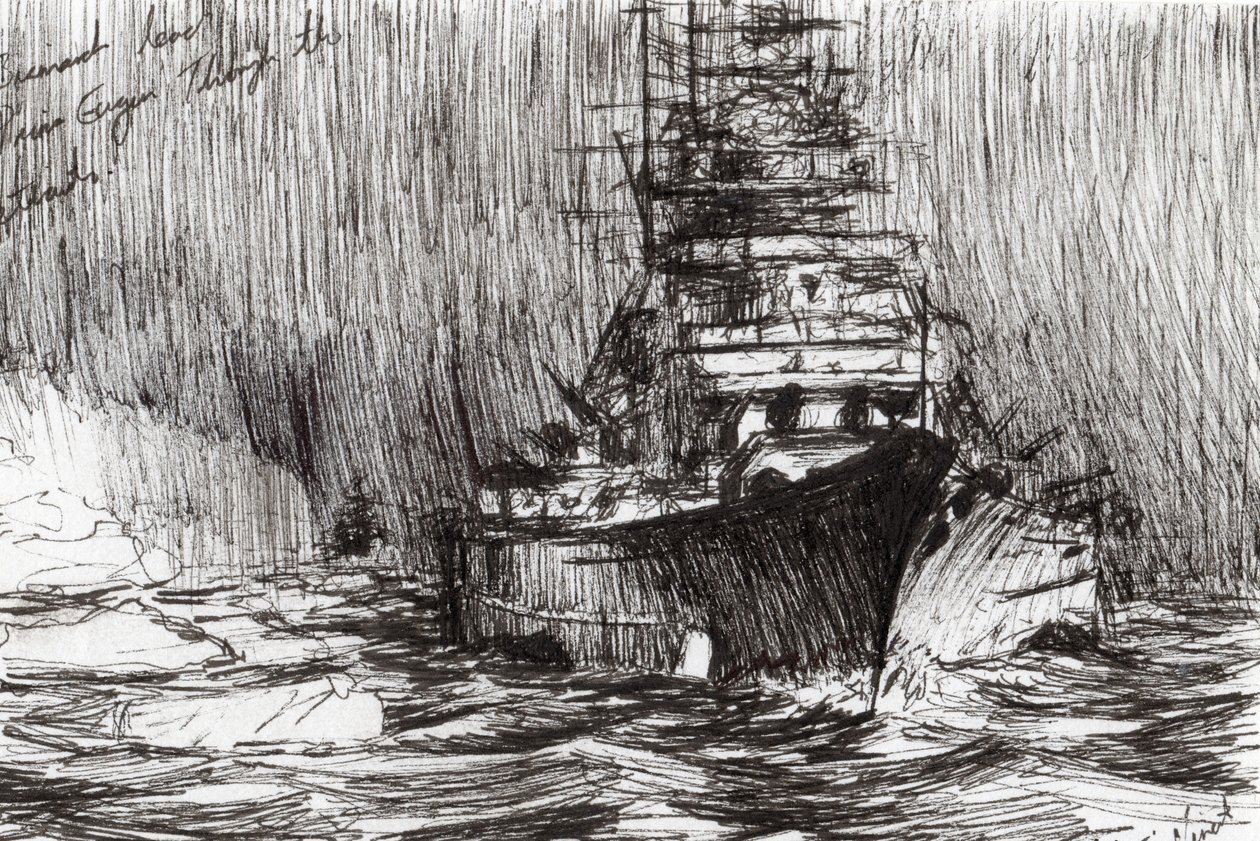 Bismarck (blekk) utenfor Grønland, 2005, (blekk på papir) av Vincent Alexander Booth
