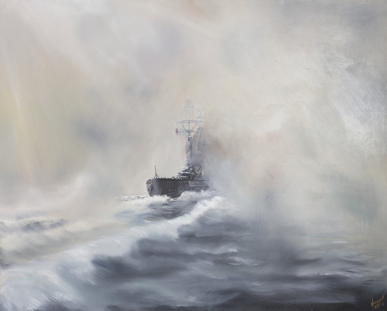 Bismarck unngår sine persuers 25. mai 1941, 2005, (Olje på lerret) av Vincent Alexander Booth