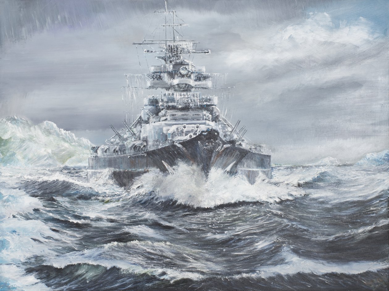 Bismarck utenfor Grønlandskysten kl. 19.00 23. mai 1941, 2007, (Olje på lerret) av Vincent Alexander Booth