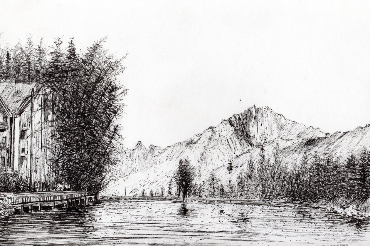 Crans Sveits, 2009, (blekk på papir) av Vincent Alexander Booth