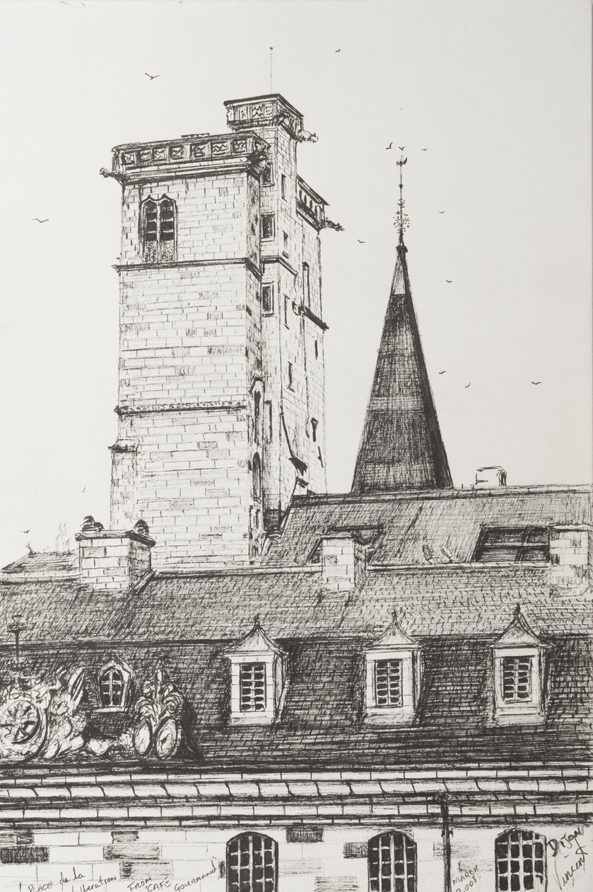 Dijon Rooftops, Frankrike, 2008, (blekk på papir) av Vincent Alexander Booth