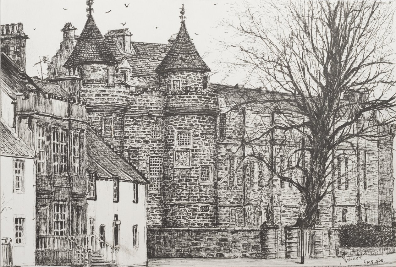 Falkland Palace, Skottland, 200,7 (blekk på papir) av Vincent Alexander Booth