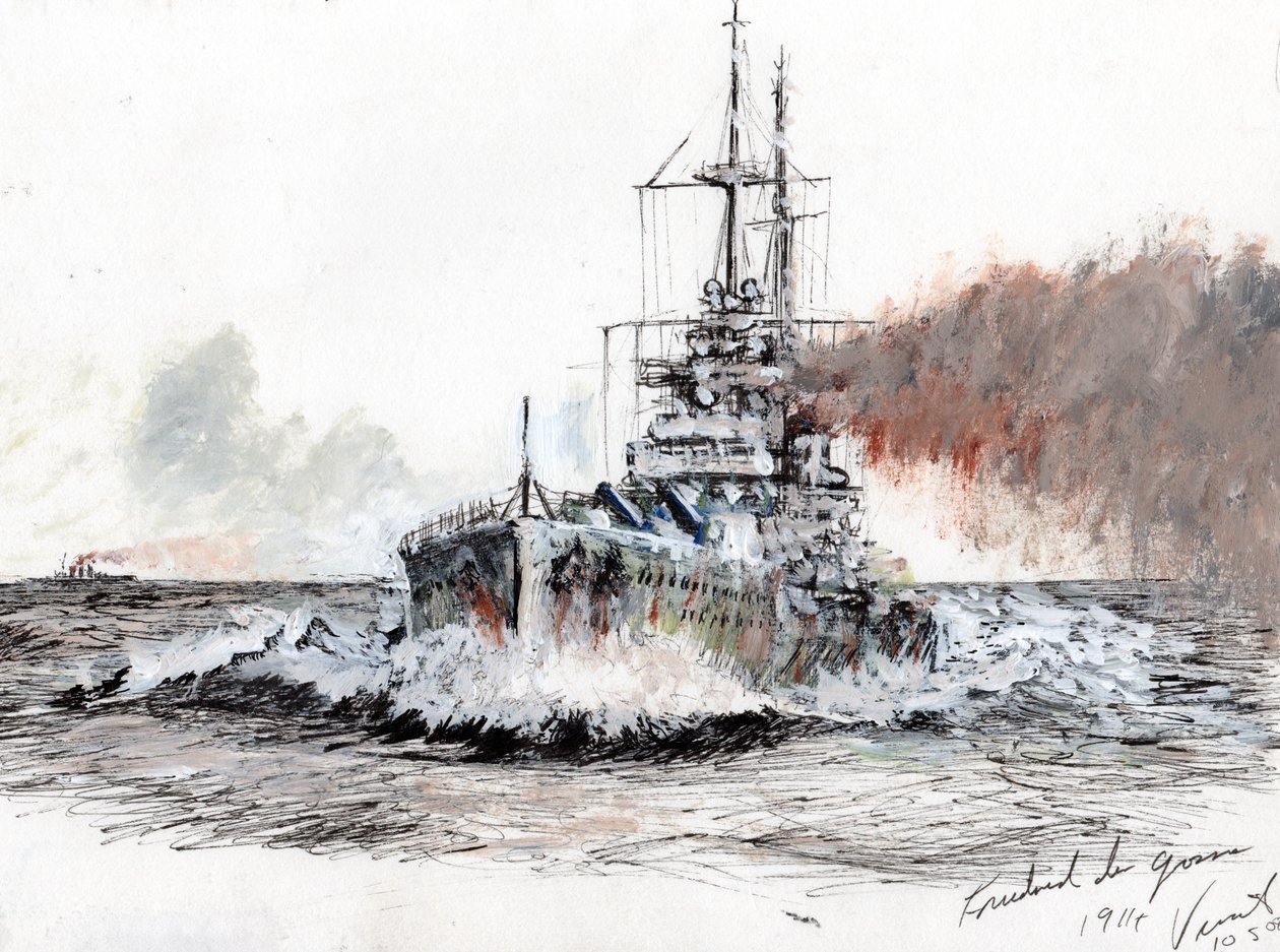 Friedrich der Grosse 1914, 2008, (blekk akryl på papir) av Vincent Alexander Booth