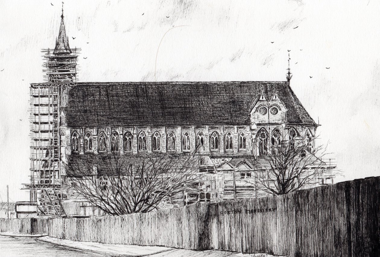 Gorton Monastery, 2006, (blekk på papir) av Vincent Alexander Booth