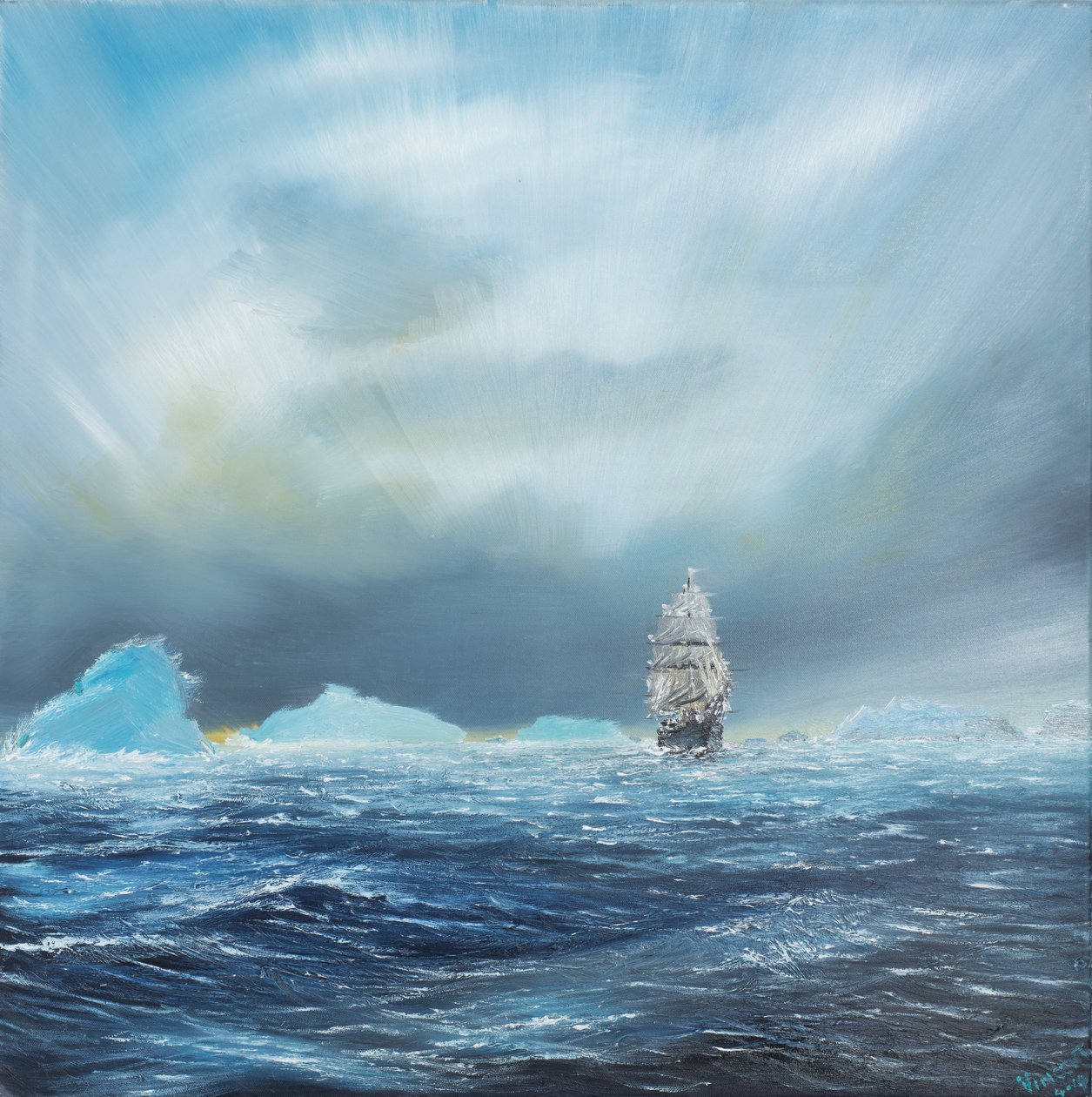 Ice Dominion, Terra Nova passerer Ice Burgs, 2014, ( Olje på lerret) av Vincent Alexander Booth