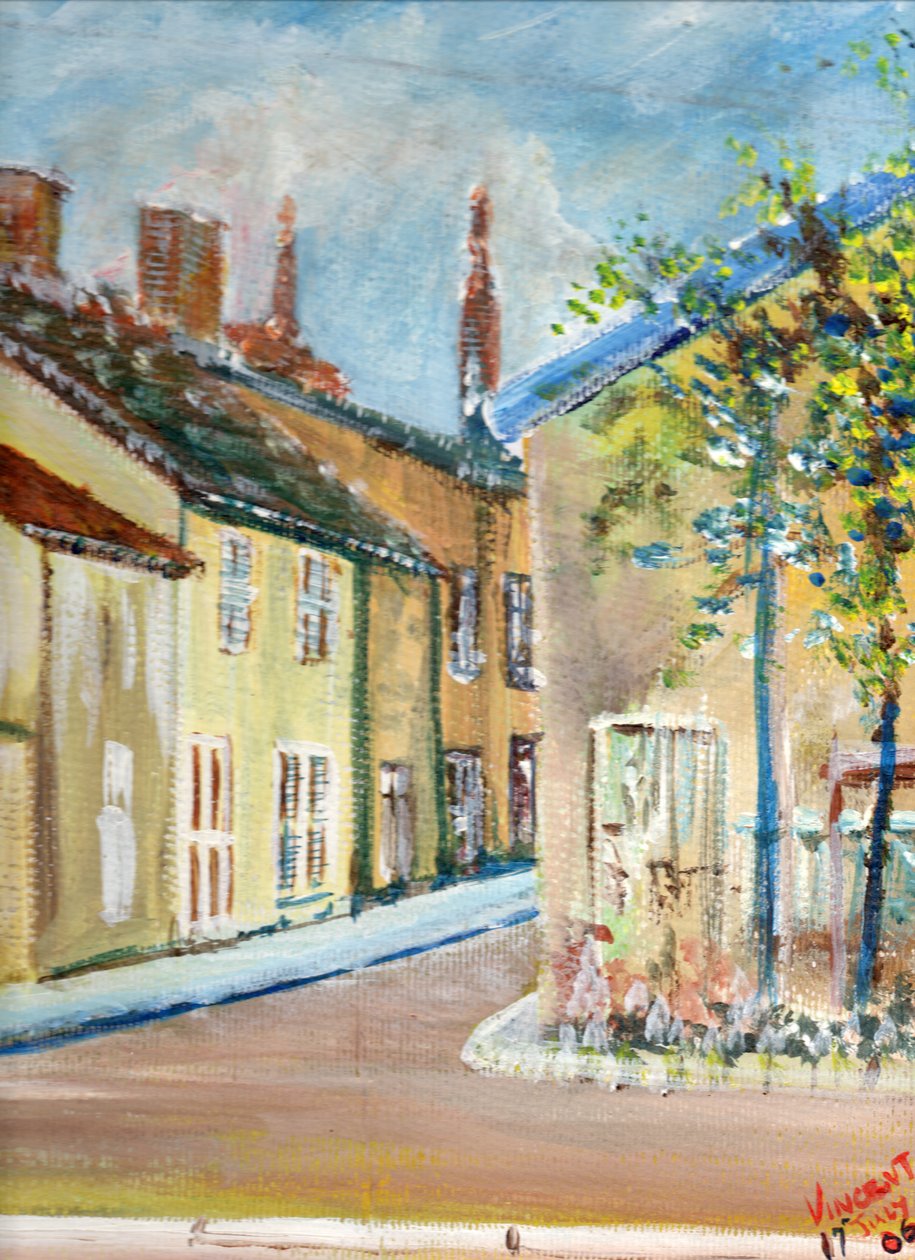 Laignes, Frankrike, 2006, (akryl på lerretstavle) av Vincent Alexander Booth