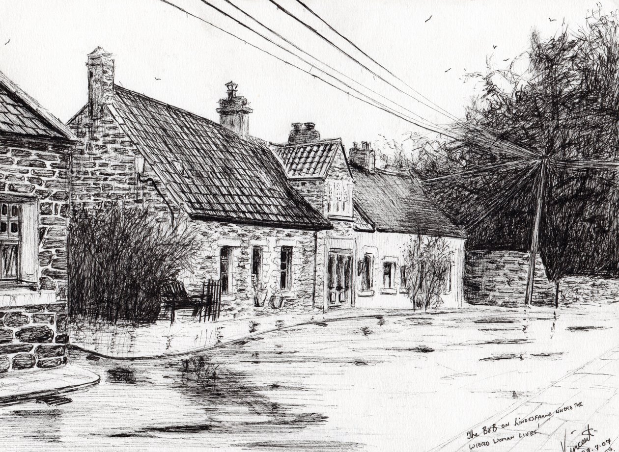 Lindisfarne hellige øy, 2007, (blekk på papir) av Vincent Alexander Booth