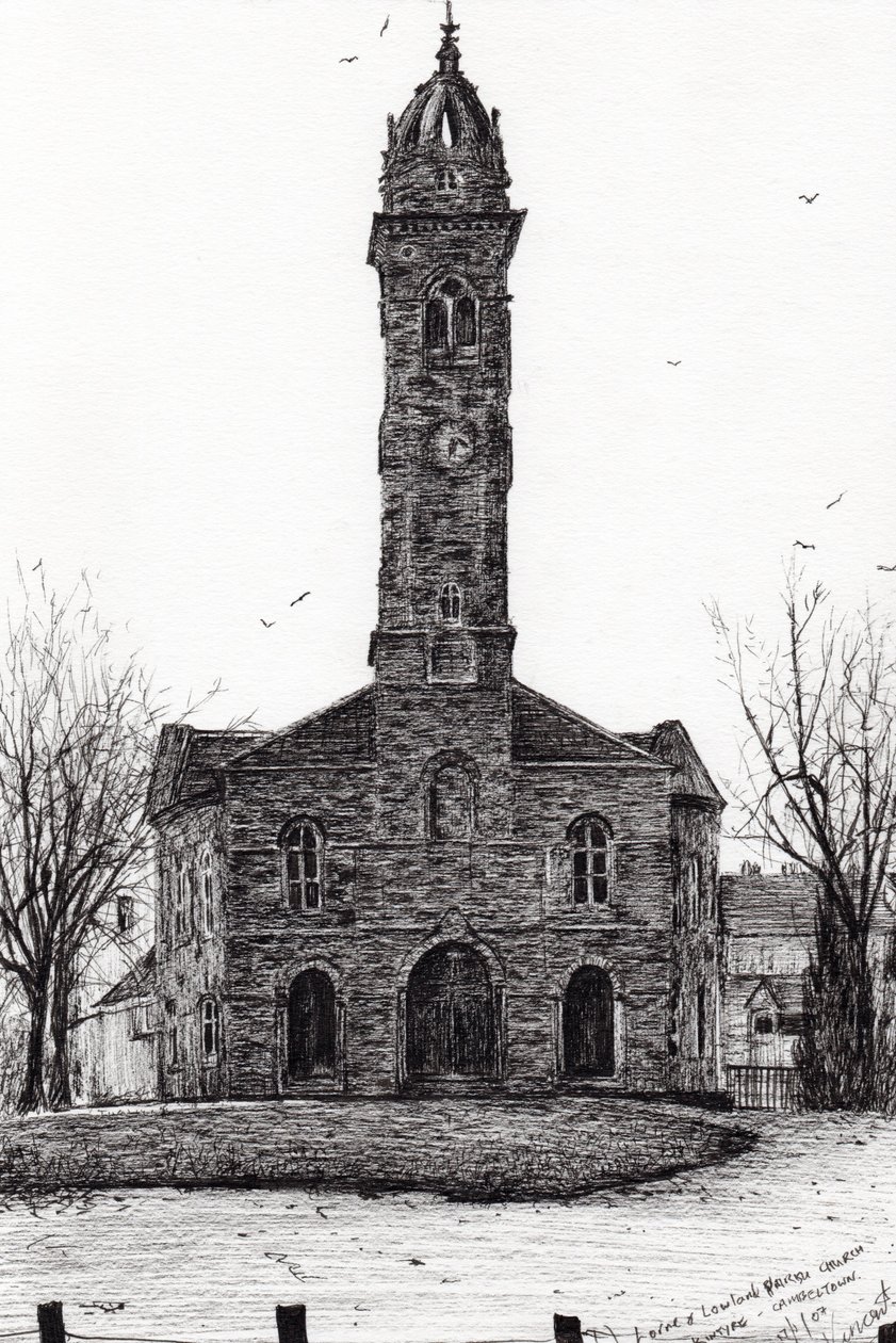 Lorne & Lowland sognekirke, 2007, (blekk på papir) av Vincent Alexander Booth