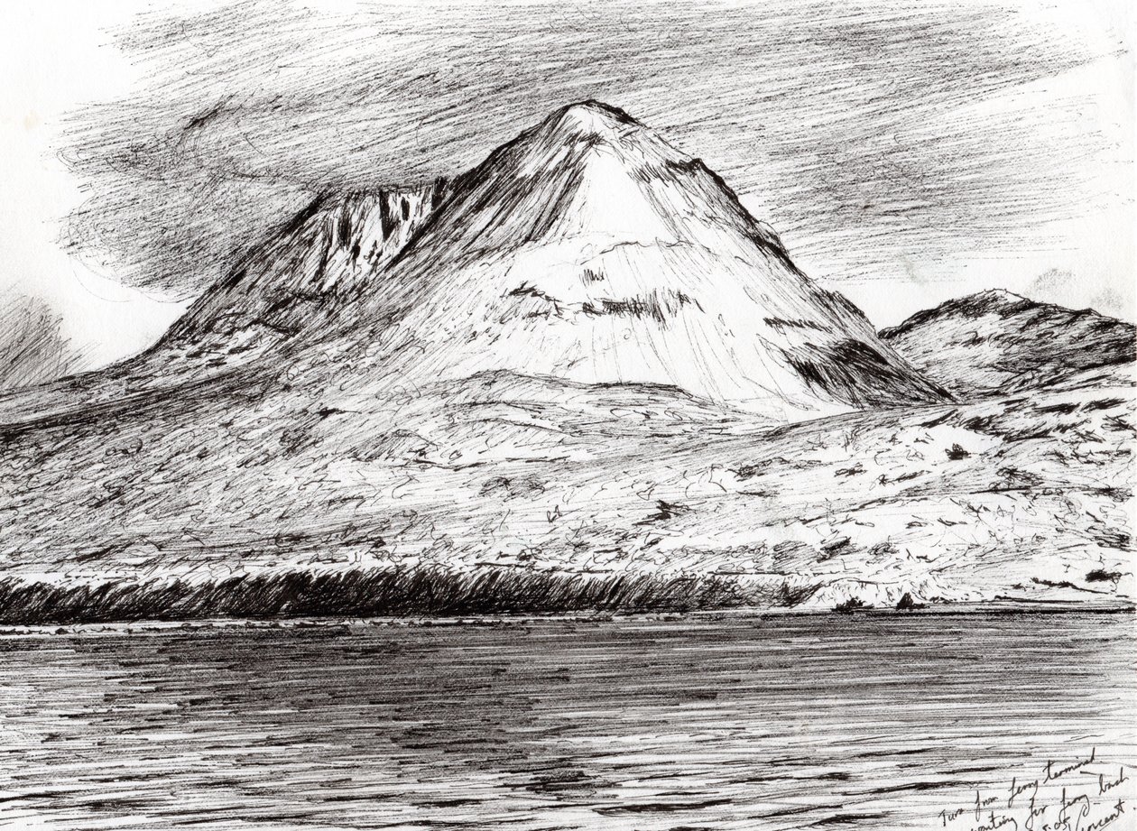 Paps of Jura, 2005, (blekk på papir) av Vincent Alexander Booth