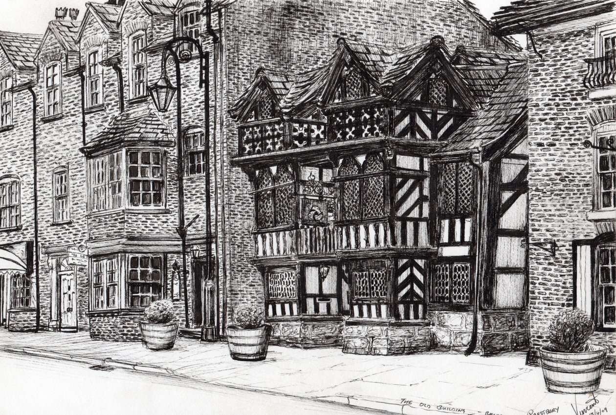 Prestbury NatWest Bank, 2009, (blekk på papir) av Vincent Alexander Booth