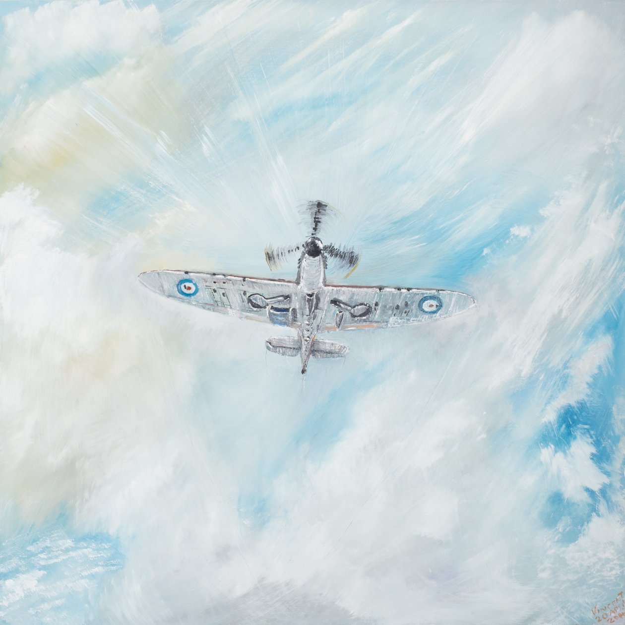 Supermarine Spitfire, 2014, (Olje på lerret) av Vincent Alexander Booth