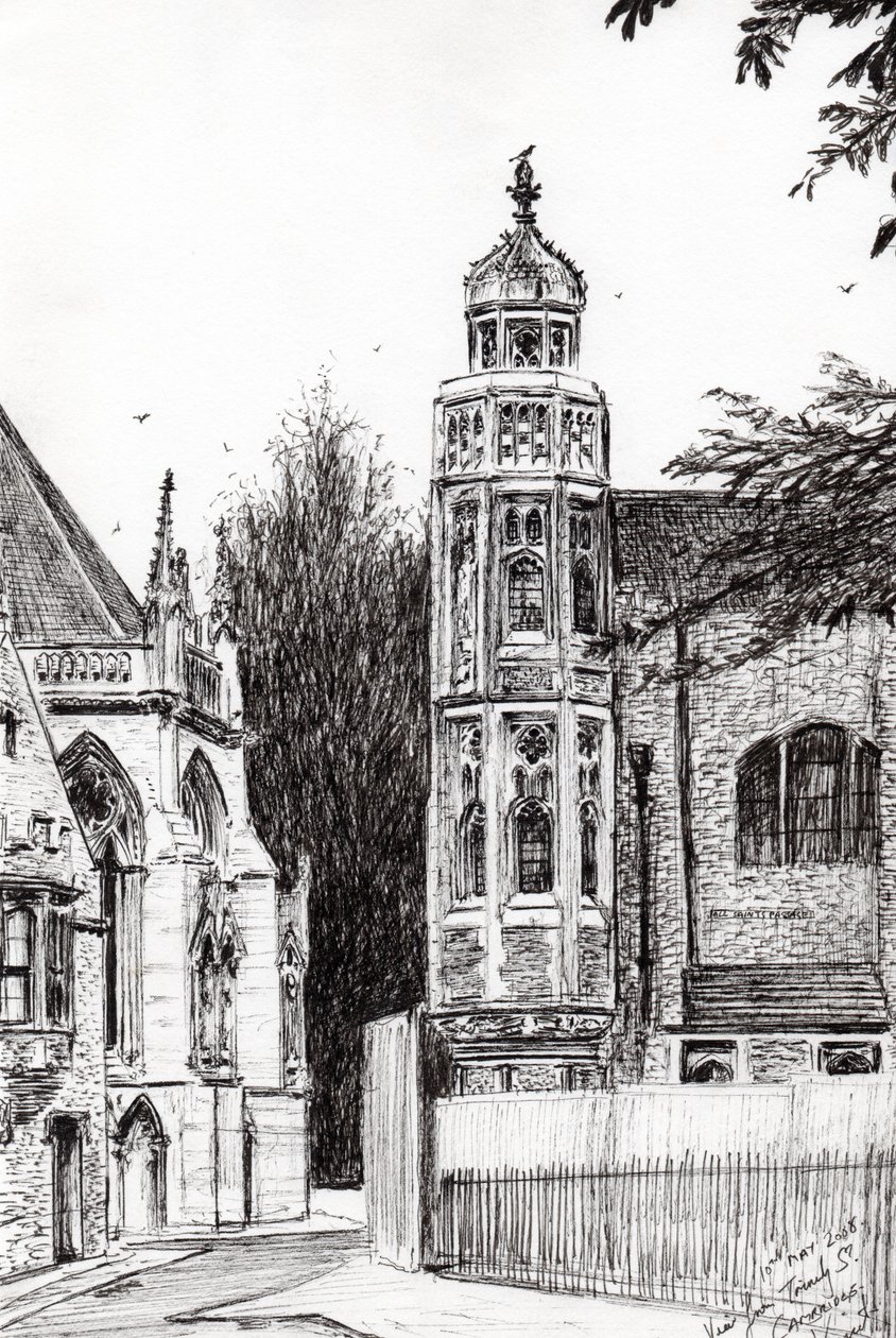 Trinity Street Cambridge, 2008, (blekk på papir) av Vincent Alexander Booth