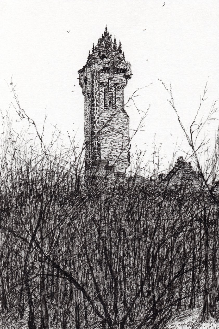 Wallace monument, 2007, (blekk på papir) av Vincent Alexander Booth
