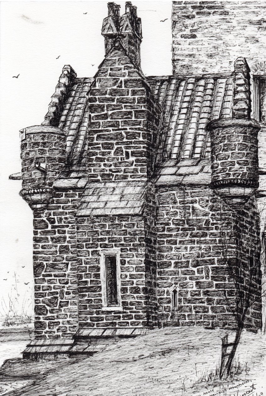 Wallace monument det lille huset, 2007, (blekk på papir) av Vincent Alexander Booth